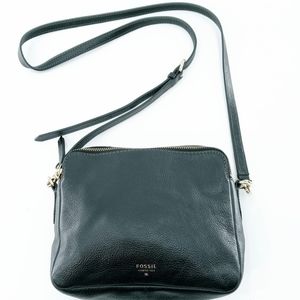Fossil Sydney Black Leather Crossbody Bag